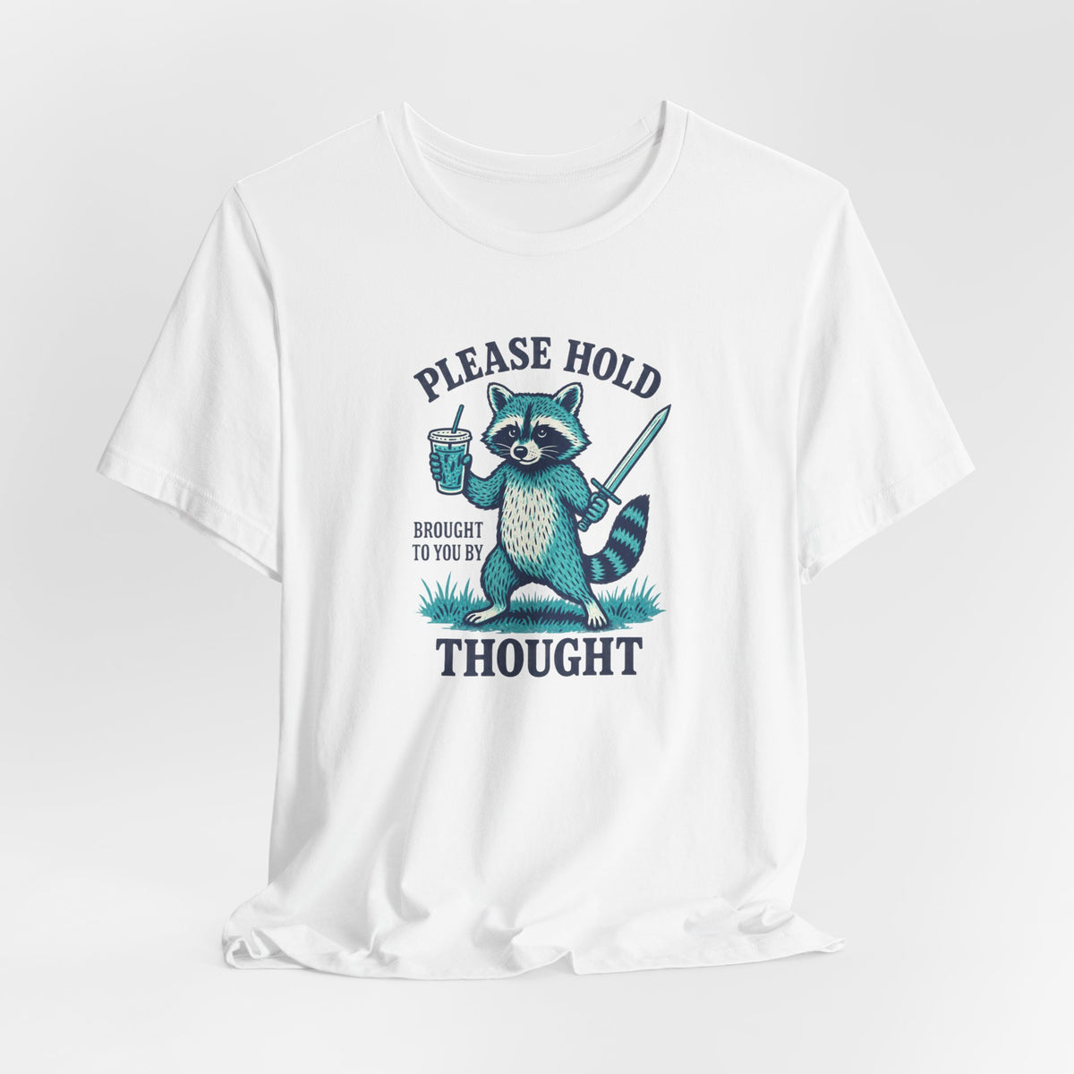 Raccoon With Sword and Iced Coffee - ADHD Humor Tee