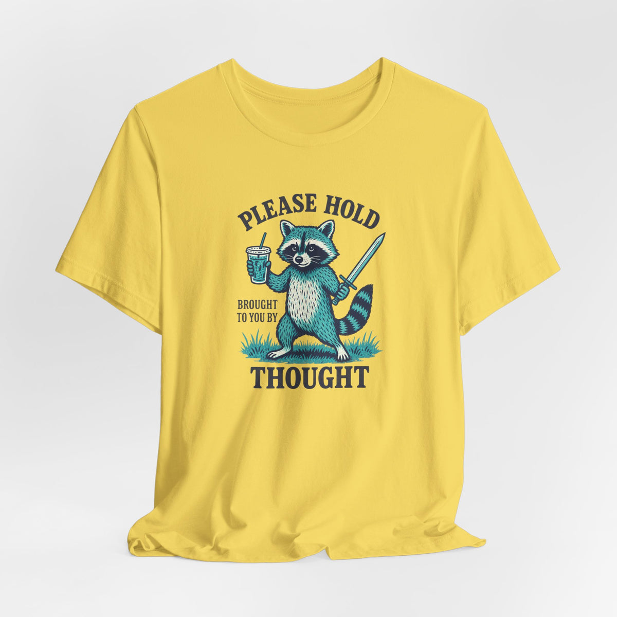 Raccoon With Sword and Iced Coffee - ADHD Humor Tee