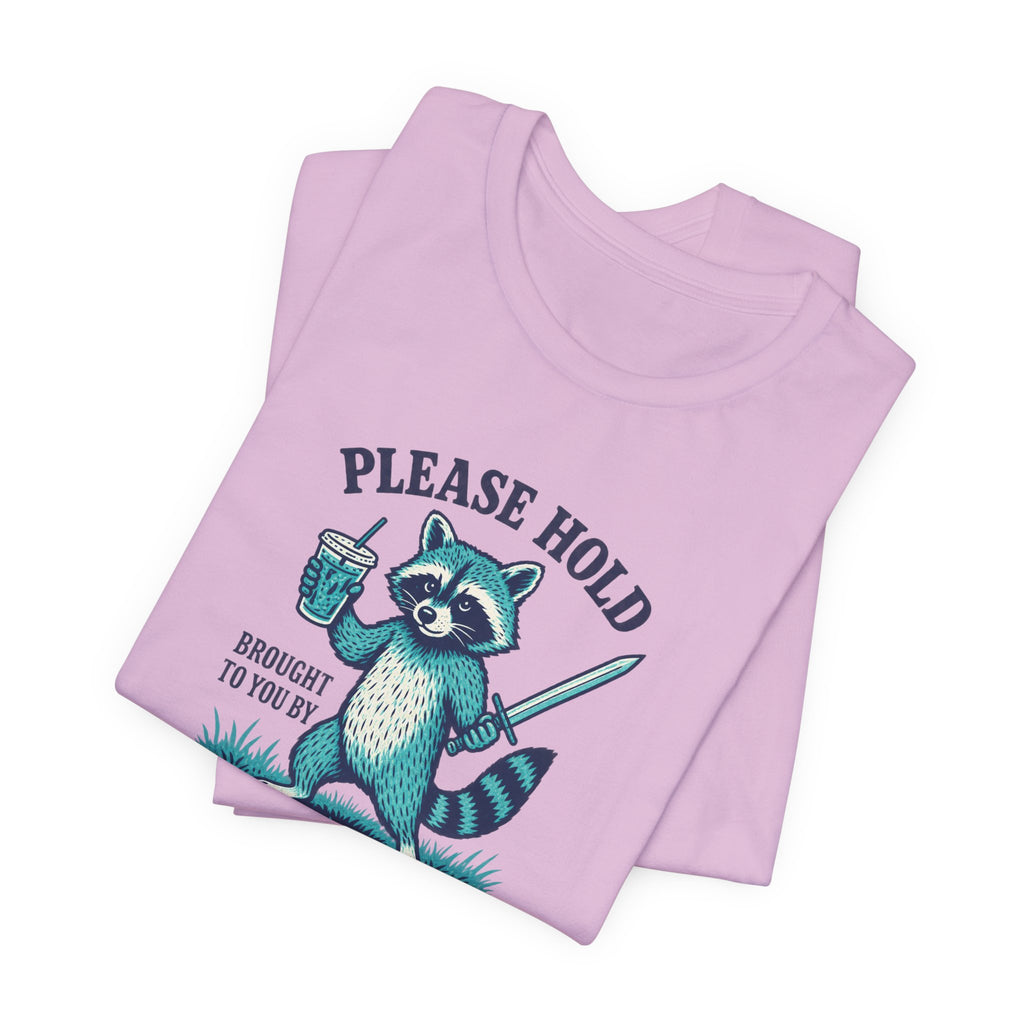 Raccoon With Sword and Iced Coffee - ADHD Humor Tee