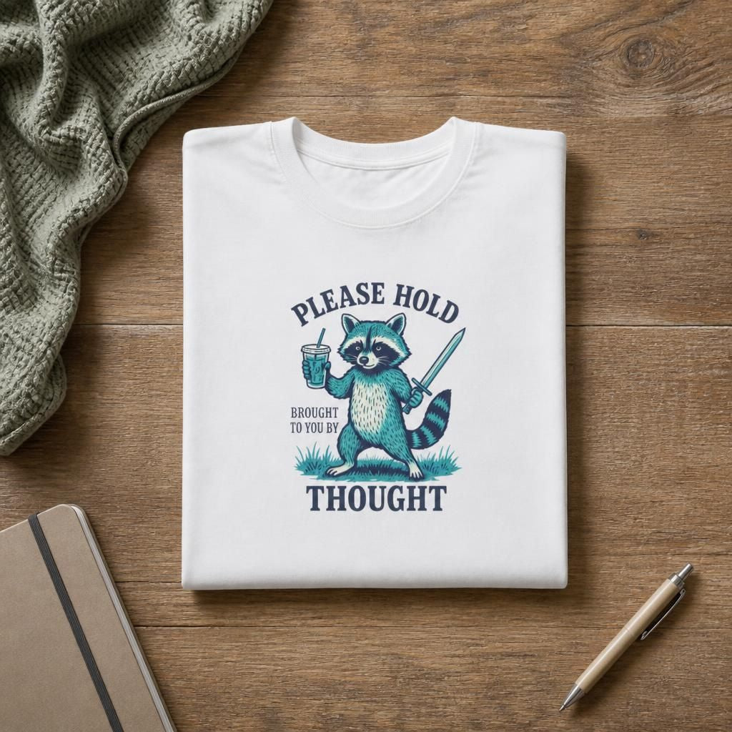 Raccoon With Sword and Iced Coffee - ADHD Humor Tee