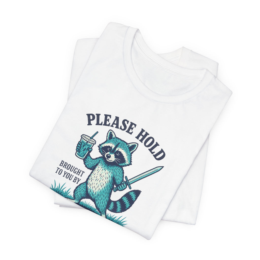Raccoon With Sword and Iced Coffee - ADHD Humor Tee