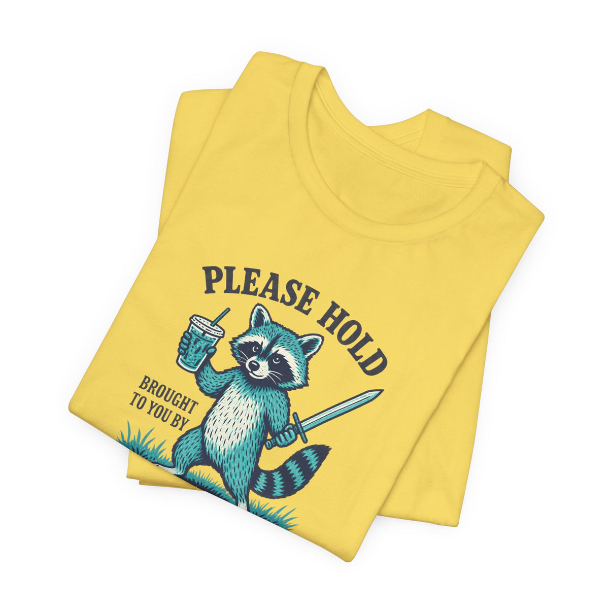 Raccoon With Sword and Iced Coffee - ADHD Humor Tee