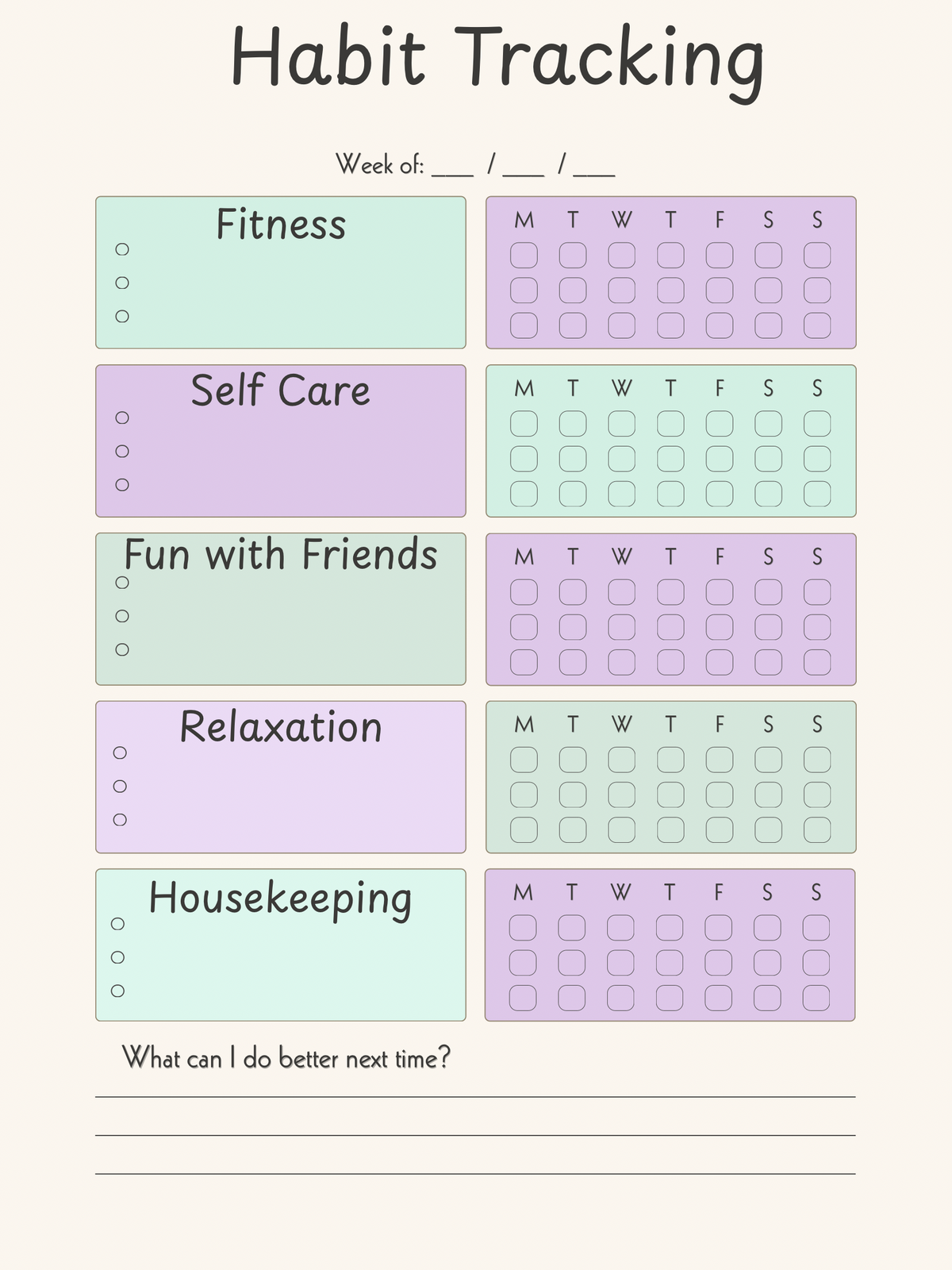 Lavender Leaf Habit Log